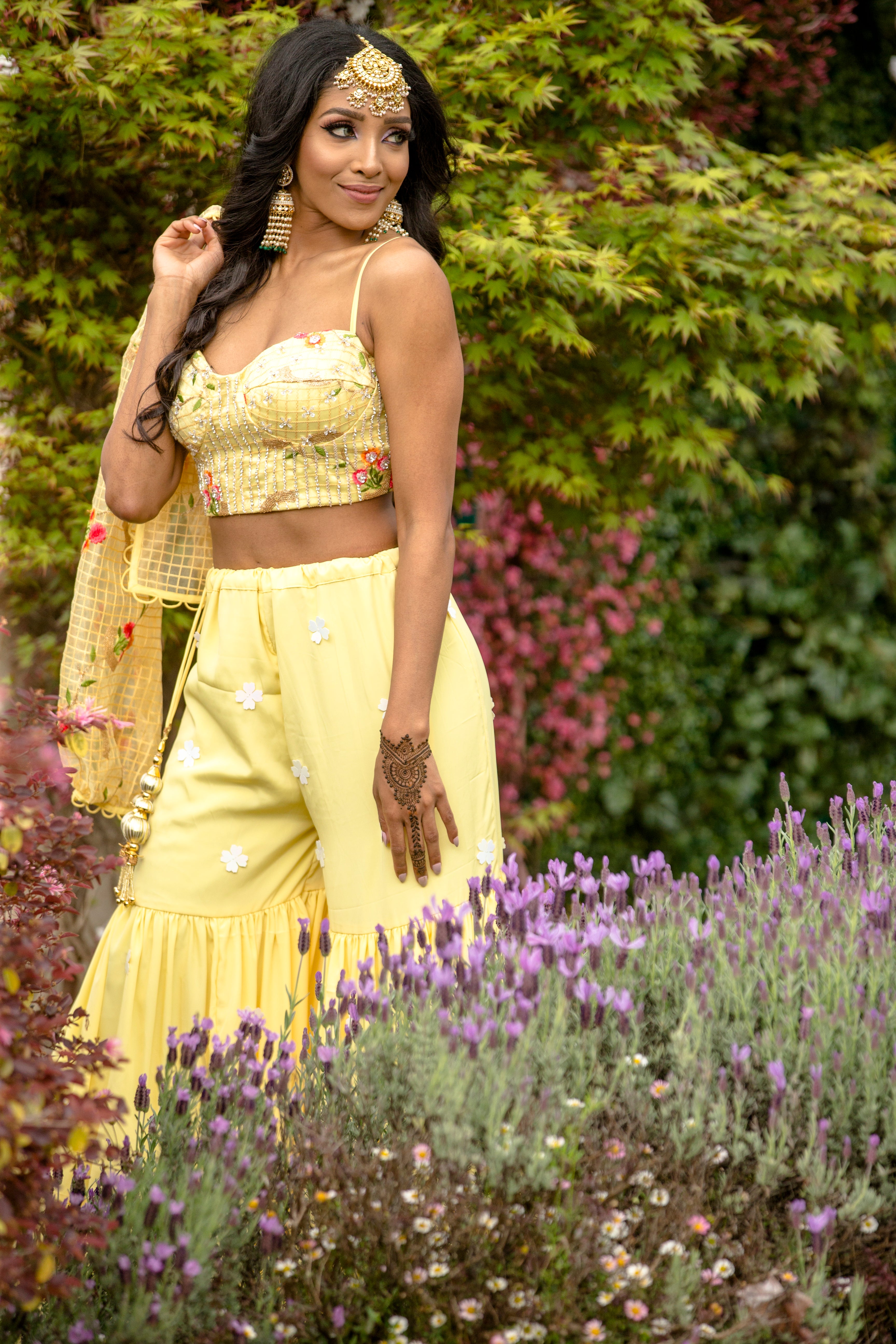 Shop Onion Pink Embroidered Crop Top & Palazzo Set by SIDDH COUTURE BY  DEEPA GOEL at House of Designers – HOUSE OF DESIGNERS
